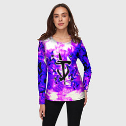 Лонгслив женский Doom неоновый огонь лого, цвет: 3D-принт — фото 2