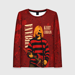 Лонгслив женский Нирвана, гранж из 90-х, цвет: 3D-принт