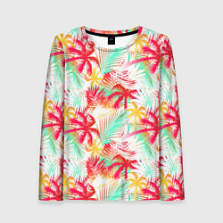 Лонгслив женский Palm red yellow, цвет: 3D-принт