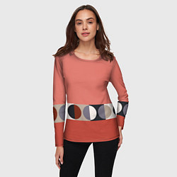 Лонгслив женский Луна Малевича розовый томат, цвет: 3D-принт — фото 2