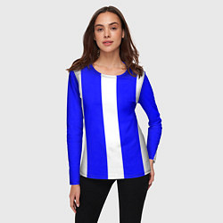 Лонгслив женский Color white blue line, цвет: 3D-принт — фото 2