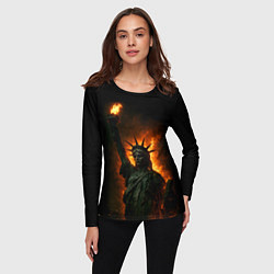 Лонгслив женский Статуя свободы в огне, цвет: 3D-принт — фото 2