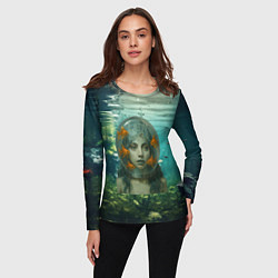 Лонгслив женский Леди Гага под водой в аквариуме, цвет: 3D-принт — фото 2