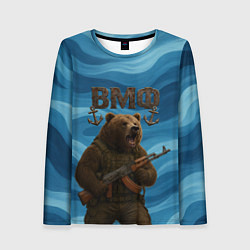 Лонгслив женский ВМФ Медведь с АК-47, цвет: 3D-принт