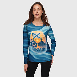 Лонгслив женский ВМФ корабль на фоне заката, цвет: 3D-принт — фото 2