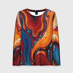 Лонгслив женский Пламя и синева, цвет: 3D-принт