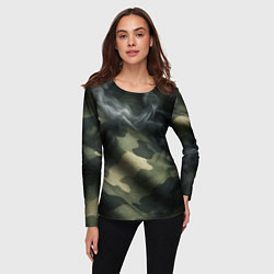 Лонгслив женский Камуфляжная ткань с дымом, цвет: 3D-принт — фото 2