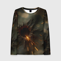 Женский лонгслив Следы от пуль на камуфляже