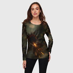Лонгслив женский Следы от пуль на камуфляже, цвет: 3D-принт — фото 2