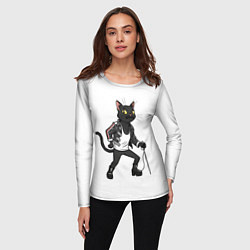 Лонгслив женский Кот - Фредди Меркьюри, цвет: 3D-принт — фото 2
