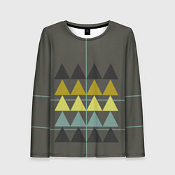 Лонгслив женский Абстрактный лес, геометрический с однотоном, цвет: 3D-принт