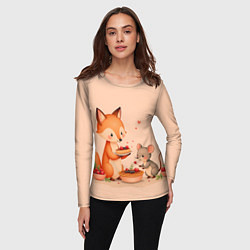 Лонгслив женский Пироги с лисой, цвет: 3D-принт — фото 2
