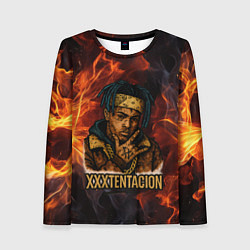 Женский лонгслив XXXTentacion на фоне огня