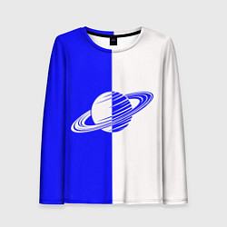 Лонгслив женский Сатурн сине-белый, цвет: 3D-принт