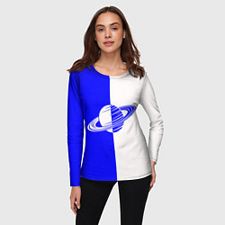 Лонгслив женский Сатурн сине-белый, цвет: 3D-принт — фото 2