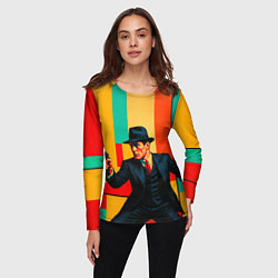 Лонгслив женский Мужчина с пистолетом поп-арт, цвет: 3D-принт — фото 2