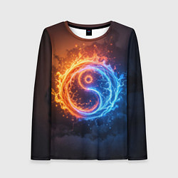 Лонгслив женский Инь ян огонь и лёд, цвет: 3D-принт