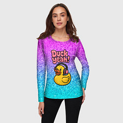 Лонгслив женский Duck yeah - утка в наушниках, цвет: 3D-принт — фото 2