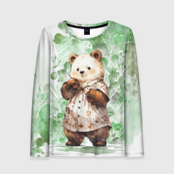 Лонгслив женский Акварельный мишка, цвет: 3D-принт