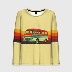 Женский лонгслив Ретро автобус РАФ-977 поп-арт