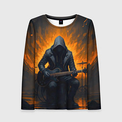 Лонгслив женский Гитарист играющий в пламени, цвет: 3D-принт