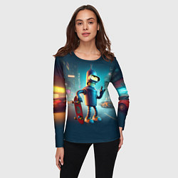 Лонгслив женский Сынишка Бендера крутой скейтбордист, цвет: 3D-принт — фото 2