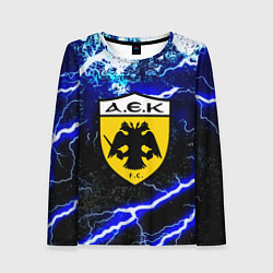 Женский лонгслив AEK голубой шторм молнии