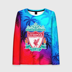 Лонгслив женский Liverpool неоновые тропики, цвет: 3D-принт
