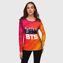 Лонгслив женский BTS блестящий фон, цвет: 3D-принт — фото 2
