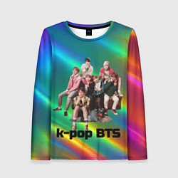 Лонгслив женский BTS радужный блестящий фон, цвет: 3D-принт