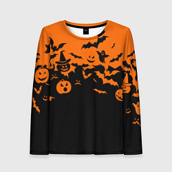 Женский лонгслив Хэллоуин тыквы и призраки
