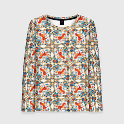 Лонгслив женский Орнамент с лошадью - символом Нового 2026 года, цвет: 3D-принт