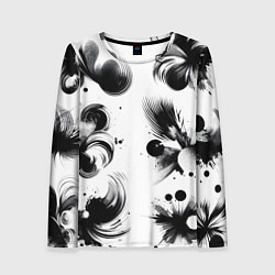 Лонгслив женский Чёрно-белая абстракция нейроарт, цвет: 3D-принт