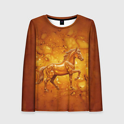 Лонгслив женский Лошадь из желтого янтаря, цвет: 3D-принт