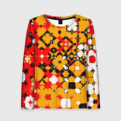 Женский лонгслив Красно-желтая геометрическая абстракция