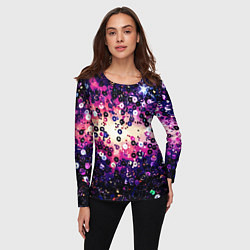 Лонгслив женский Абстракция фиолетовые пайетки имитация, цвет: 3D-принт — фото 2