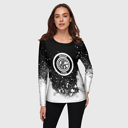 Лонгслив женский Inter белый всплеск краско, цвет: 3D-принт — фото 2