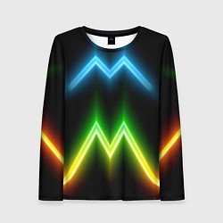 Лонгслив женский Neon multicolored lines, цвет: 3D-принт