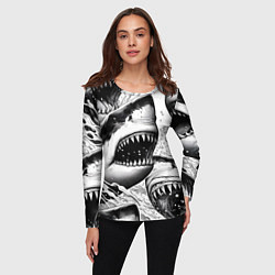 Лонгслив женский Белая акула - стая, цвет: 3D-принт — фото 2