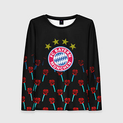 Лонгслив женский Бавария Мюнхен розы паттерн, цвет: 3D-принт