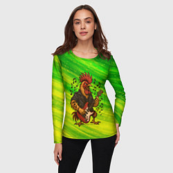 Лонгслив женский Петух гитарист, цвет: 3D-принт — фото 2