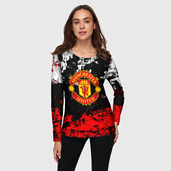 Лонгслив женский Манчестер Юнайтед краски, цвет: 3D-принт — фото 2