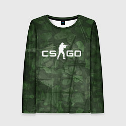 Женский лонгслив Эмблема CS GO на камуфляжном фоне