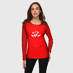Лонгслив женский Белая эмблема hitman на красном, цвет: 3D-принт — фото 2