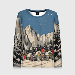 Лонгслив женский Небольшой новогодний город в горах, цвет: 3D-принт