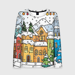 Лонгслив женский Новогодний снегопад, цвет: 3D-принт