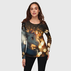 Лонгслив женский Лошадка под новогодней елкой, цвет: 3D-принт — фото 2