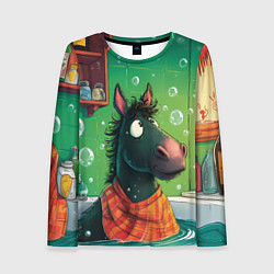 Лонгслив женский Лошадь моется в ванной, цвет: 3D-принт