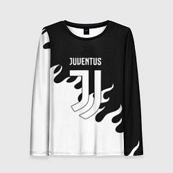 Лонгслив женский Ювентус огонь текстура, цвет: 3D-принт