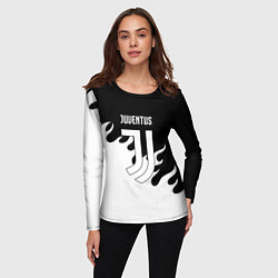 Лонгслив женский Ювентус огонь текстура, цвет: 3D-принт — фото 2